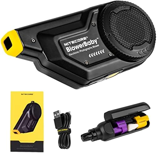 Nitecore Blowerbaby Clear Electronic Kits de soprador de ar para câmera e lente, velocidade do vento de 70 km/h, bateria embutida