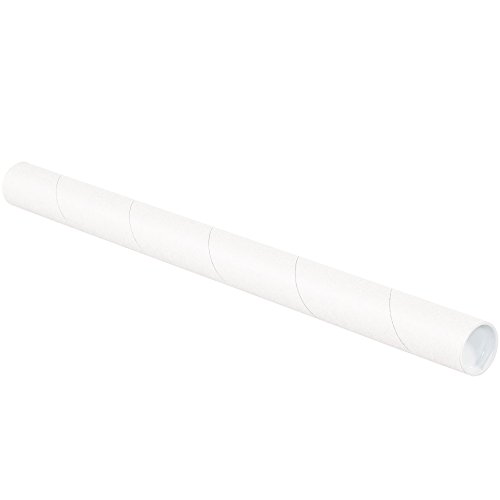 Tubos de correspondência com tampas, 1-1/2 x 12, branco, 50/estojo