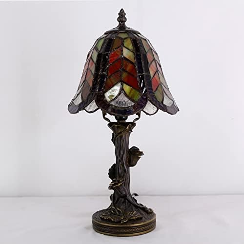 Avivadirect Small Tiffany Table Lamp luminária manchada Lâmpada de vidro manchado Maple Folha de mesa Luz W8H15,5 polegadas