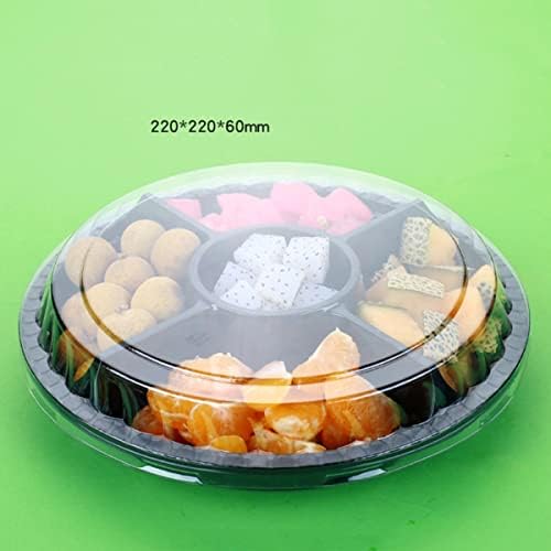Salada de lanches preto de alimentos upkoch Compartimentos redondos com frutas descartáveis ​​bento vá para contêineres compartimento de armazenamento de armazenamento japonês togo plástico para tampas