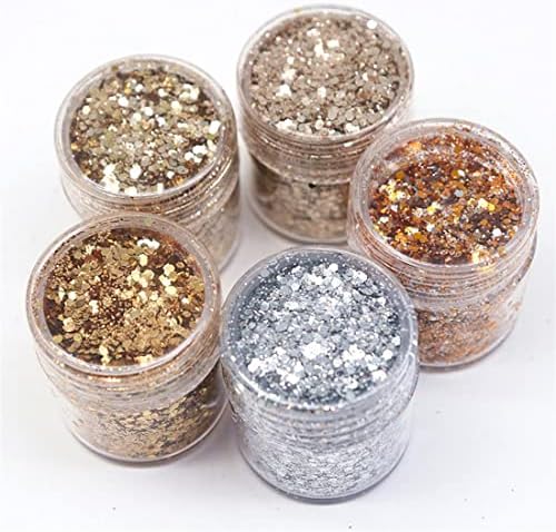 1jar 10ml Champagne Silver Gold Gold Mixed Purple Series Powder Kit Glitter Glitter Ligins para Arte da Decoração Polish, 231 10ml