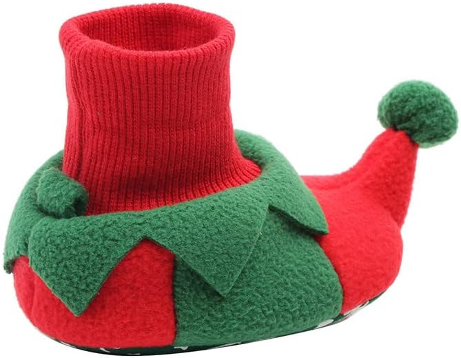 Sapatos de Natal para bebê recém -nascidos Botas de solteiras de solteiras elfas de lã de elfo