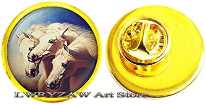 Três cavalos brancos - jóias de cavalos - presente de amante de cavalos - pino de cavalos - arte clássica como jóias - jóias