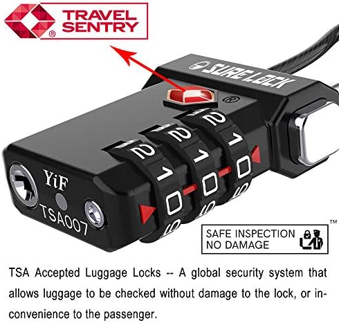Claro bloqueio TSA Bloqueio de bagagem de viagem compatível, indicador de inspeção, fáceis de leitura.