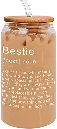 Presentes para as melhores amigas Mulheres de aniversário - Bestie Gifts for Women - Presentes de amizade para mulheres amigas, latas de copos para amigos, trabalho de melhor amigo para mulheres