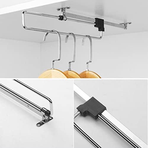 Jiaockjiao Solid Pull-Out Closet Valet Rod, cabides de calças retráteis simples, Rail de roupas extensíveis para guarda