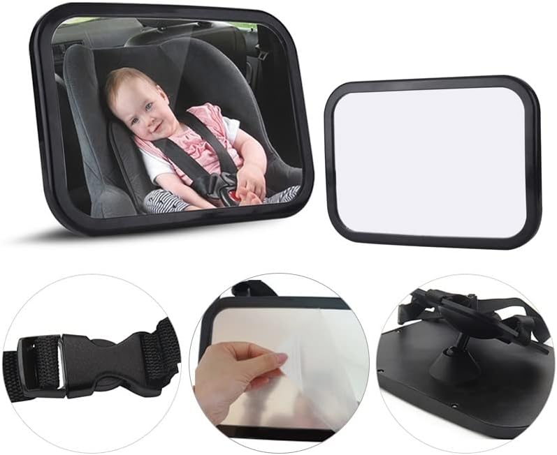 Espelho espelho espelho 360 graus de carro ajustável no banco traseiro, voltado para o apoio de cabeça para o apoio de cabeça