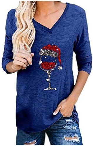 Narhbrg Women Christmas Christmas Wine Glass Camisa 2022 Camise