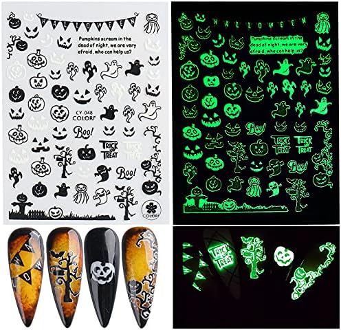 6 PCs Halloween unha adesivo Bat 3d