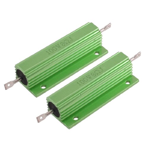 UXCELL A12112700UX0253 2 peças Fios de alumínio verde Resistor de feridas, energia 100W 8 ohm 5%