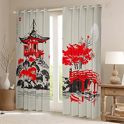 Cortinas japonesas de janela ukiyoe para quarto da sala de estar do templo Daigoji cortinas crianças meninos outono kyoto japão