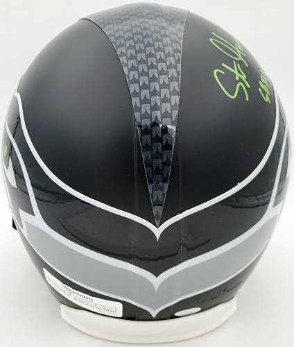 Steven Hauschka autografou o capacete de réplica em tamanho grande Seattle Seahawks em Green SB XLVIII Champs MCS Holo