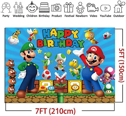 Castas de videogame de moedas de moedas de desenho animado Feliz aniversário do tema da fotografia de crianças meninos decoração de festas de aniversário suprimentos de bolo decoração infantil foto fotografias de fundo adereços 7x5ft