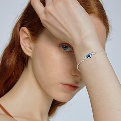 Bracelets de coração de sonho de sonho para mulheres 925 Pulseira de coração de prata esterlina com pulseira anjo pulseira