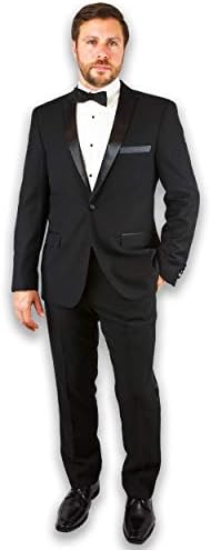 Sir Gregory Men's Men's Front Front Front Tuxedo calça de cetim formal com cintura expansível