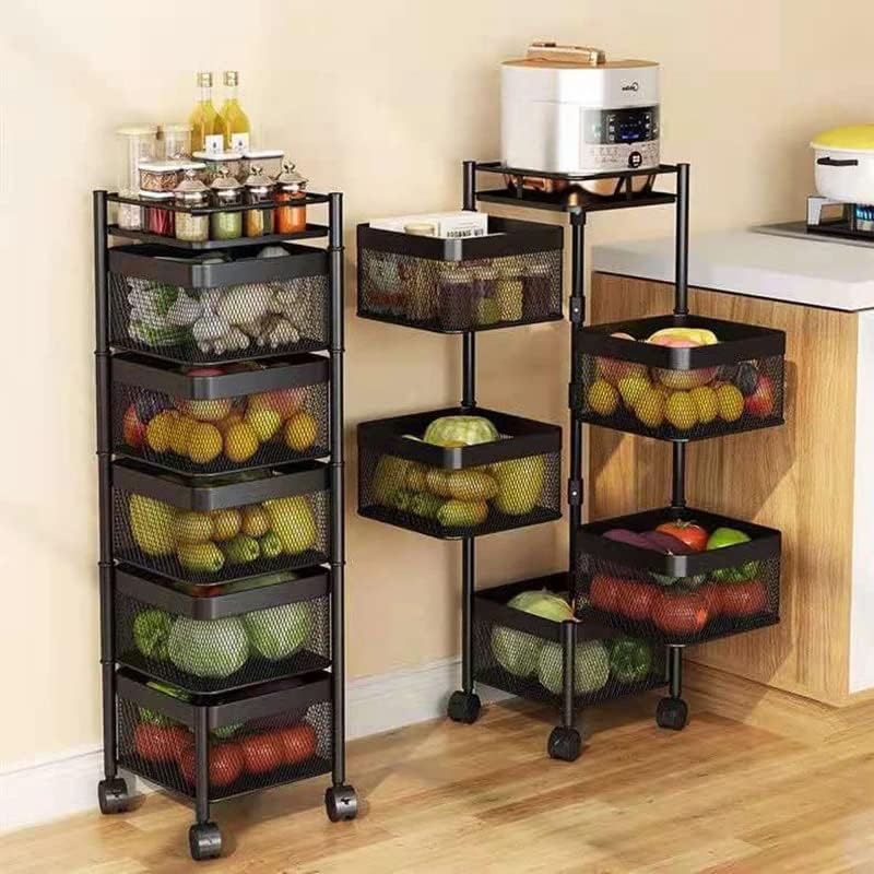 Lepsjgc Multi-camada de camada de cozinha rack de armazenamento de rack vegetal e cesta de frutas carrinho de carrinho de