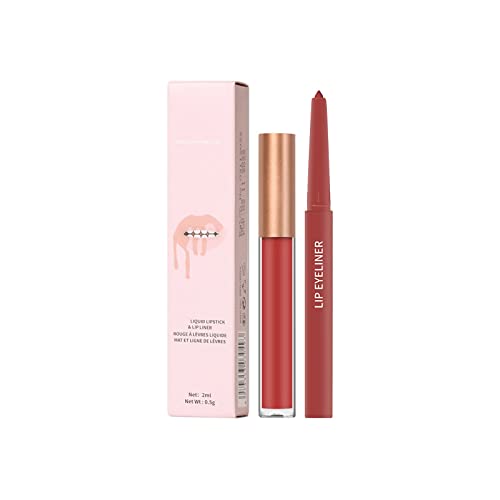 Liner de carga 2pcs Lipers Lip e batom de maquiagem de batom 1 batons líquidos aveludados + 1 correspondência de lapidação