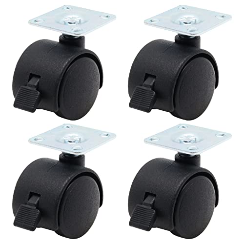 Swzhai 4pcs rodas de rodízio de 1 polegada, gola de placa de mobiliário de nylon plástico, rodízios de placa giratória, gola de móveis