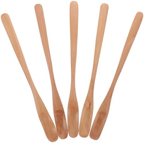 Xarope de café de cabilock mistura colher 5pcs colheres de madeira manusear mel colheres de mel com mel de mel bastão de madeira mistura colheres de madeira para capa para café temperando o óleo de açúcar espresso Mini spatula spatula