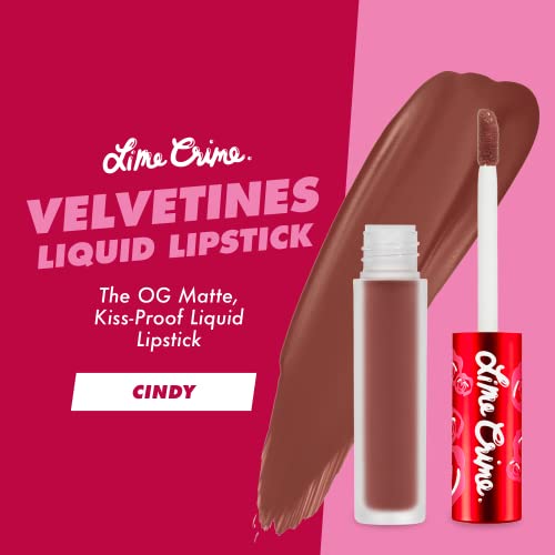 Lime Crime Velvetinas Batom fosco líquido, Cindy - Bold, tons duradouros e revestimento labial - cor estelar e alto conforto