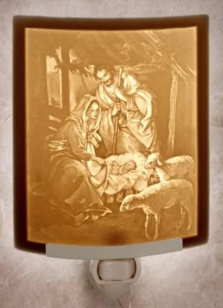 Natividade - translúcida porcelana Lithophane Christmas Night Light