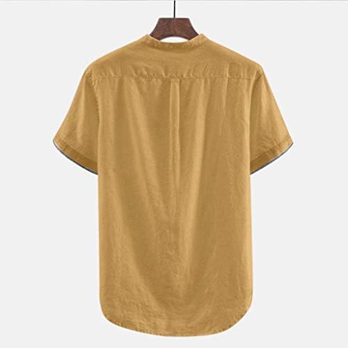 Topunder Men Baggy Cotton Linen Solid Slave Button Retro T camisetas blusas