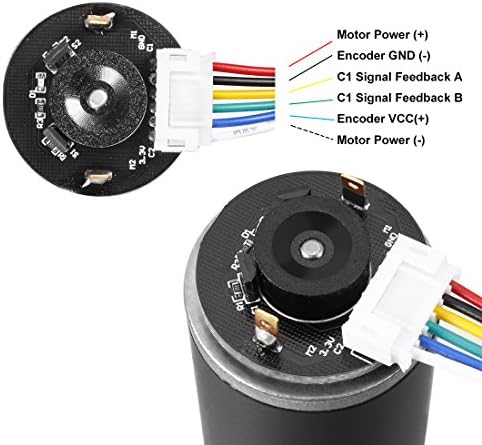 UXCELL DC 12V 111rpm 4kg.cm Motor de engrenagem de worm de travamento automático com codificador e cabo, motor de redução