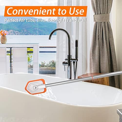 Lavador de chuveiro para limpeza com alça longa - dolanx 2 polegada 1 banheira e escova de ladrilhos com 1 vasculha e 1 pincel