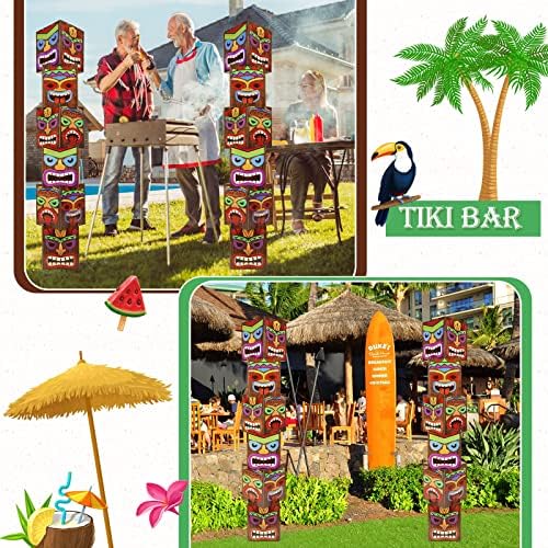 12 PCs PCs Large Tiki Coluna Cartão de caldo Decoração de 68,8 polegadas de altura Tiki Decoração Tiki Colunas decorativas de pólo para Hawaiian Luau Birthday Party Home Home Outdoor Indoor Tropical Decoration