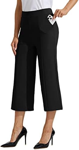 Willit Women's Capri Pants Dress Vestir calças de ioga larga pernas de pernas largas Capris Capris Work Slacks Stretch High Wistide 21