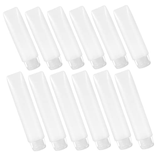 Cabilock 12pcs Cosmético Garrafa de garrafa de face Distribuidor de face Clear Recipiente com tampa Tubos de telha de garrações