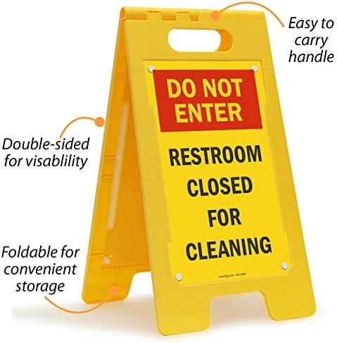 SmartSign 25 x 12 polegadas “Não entre - banheiro fechado para limpeza” plástico dobrável de dois lados, plástico de