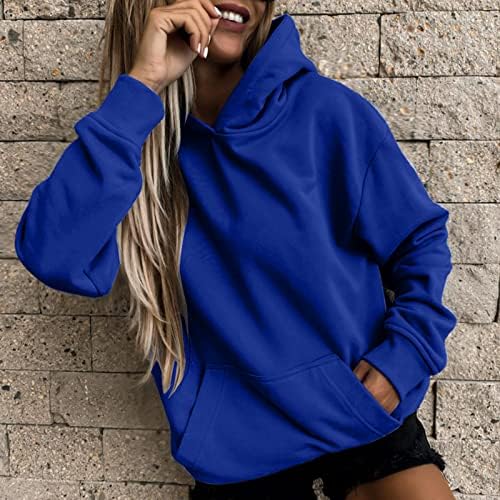 Womens diariamente casual casual para o moletons com capuz de bolso feminino com capuz de pullover de pullover longa moletom com capuz