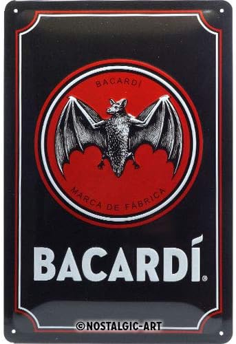 Sinal de lata retro nostálgica-art, Bacardi-Logo Black-IDEA DE PRESENTE PARA FAI RUM, PLACA DE METAL, design vintage