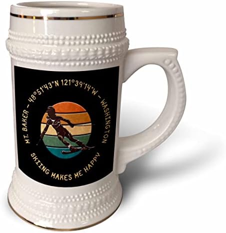 3drose MT. Baker, Washington. Esquiador de mulher corre ladeira abaixo, cor. - 22 onças de caneca