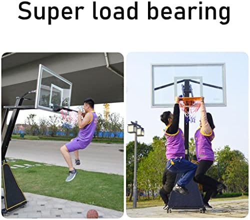Aro de basquete de aço com rodas, sistema de basquete ajustável de 8 a 10 pés e gol, arco de basquete à prova de