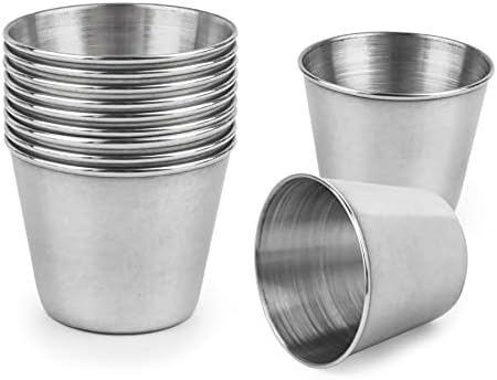 Auear, 12 pacote de 12 pacote de 1,5 onça de aço inoxidável xícaras de metal os copos de metal que bebem barware de barro de copos