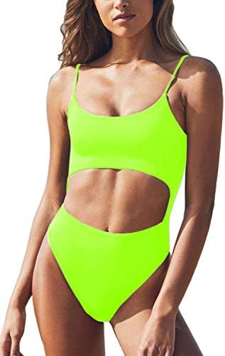 Meyeeka feminina colher pescoço cortado para fora da frente para trás Monokini de um maiô One Piece