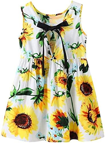 Meninas Vestido Kid Floral Ruffle Sleeve Unicorn Sundress Summer Summer Toddler Girl Roupos Tamanho de 2-7 anos