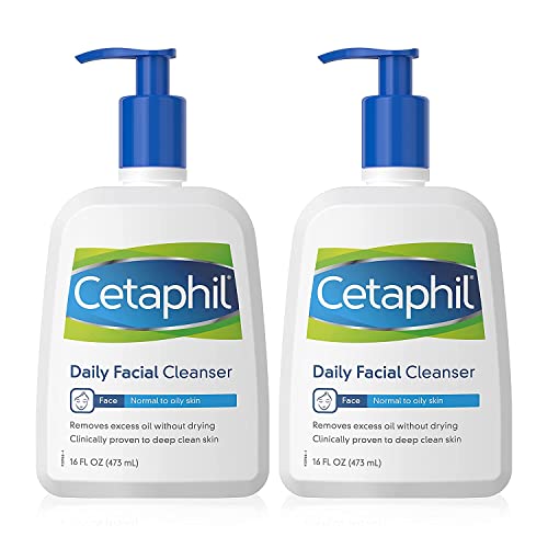 Lavagem do rosto por cetaphil, limpador facial diário para combinação sensível e oleosa, 20 onças, espuma suave, livre de sabão, hipoalergênico