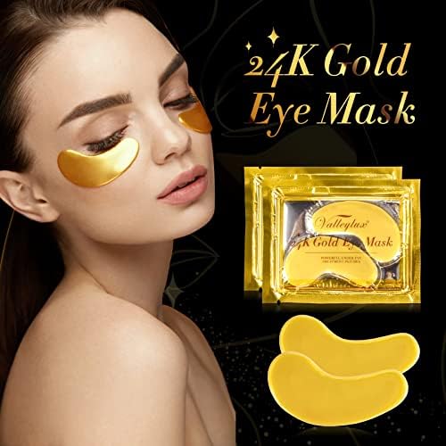24k máscara de olho dourado, 20 PC Gel Pads Máscara ocular colágeno sob manchas oculares, máscaras oculares de ácido hialurônico