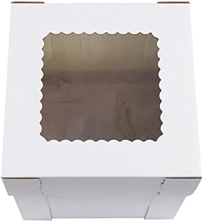 Spec101 Caixas de bolo com janela, 8 x 8 x 8 polegadas - 60pk de caixas de massa e tampas de contêineres para guloseimas de