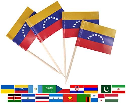 JBCD Venezuela Sinalizador de dente venezuelano mini bandeiras de tampo de cupcakes pequenos