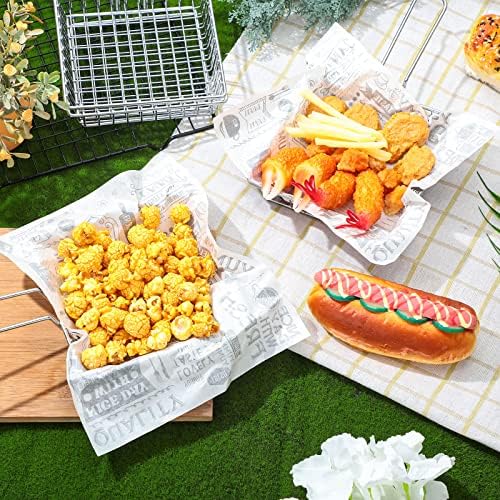 Potchen 12 peças Mini cestas quadradas, cesto de batatas fritas de 5,9 x 5,9 polegadas, portador de filtro de alimentos