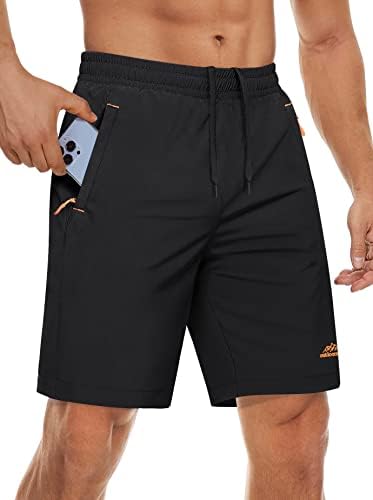 Shorts de shorts masculinos de Magcomsen shorts de caminhada rápida com bolsos com zíper para academia, treino, atlético, corrida