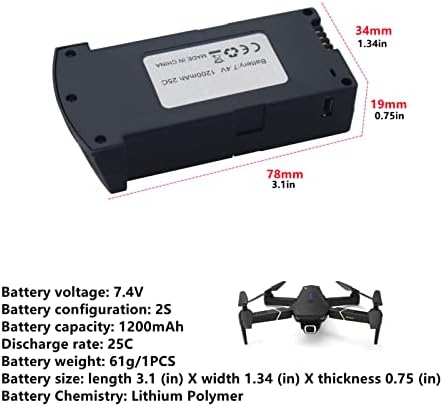 Acessórios para salto marítimo 2pcs 7.4V Bateria de lítio de 1200mAh para E520 E520S dobrável Quadcopter Acessório controle