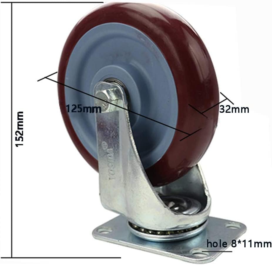 rodízios lançadores de placa 4 rodízios de borracha para serviço pesado 25 ''/75mm/100mm/5 polegadas rodas de mamona giratória