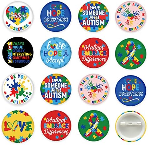 30 peças, pinos de botão de conscientização do autismo, peças coloridas de 1,5 polegadas de quebra