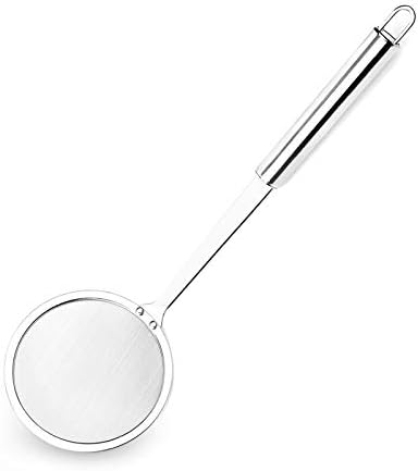 Hiware aço inoxidável Skimmer Spoon - filtro de alimentos de malha fina para graxa, molho e espuma, skimmer japonês de panela quente com alça longa