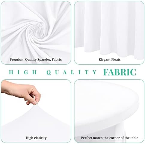 3 pacotes de 5 pés de spandex brancos saias de mesa redonda, saia de mesa de tecido resistente a rugas encaixadas na toalha